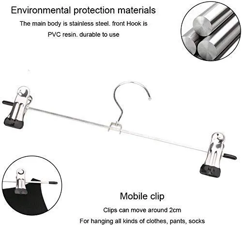 7202 Hangers with 2-Adjustable Anti-Rust Clips (Pack of 12)