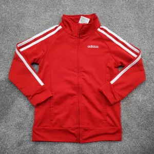 adidas Jacket Girl Size 3T Red White Solid Long Sleeve Full Zip Track Jacket