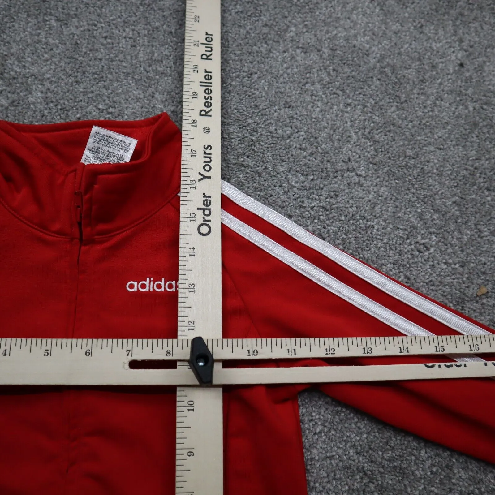 adidas Jacket Girl Size 3T Red White Solid Long Sleeve Full Zip Track Jacket