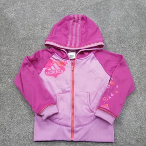 Adidas Jacket Girls Size 5 Pink Solid Long Sleeve Full Zip Up Outwear Jacket Log