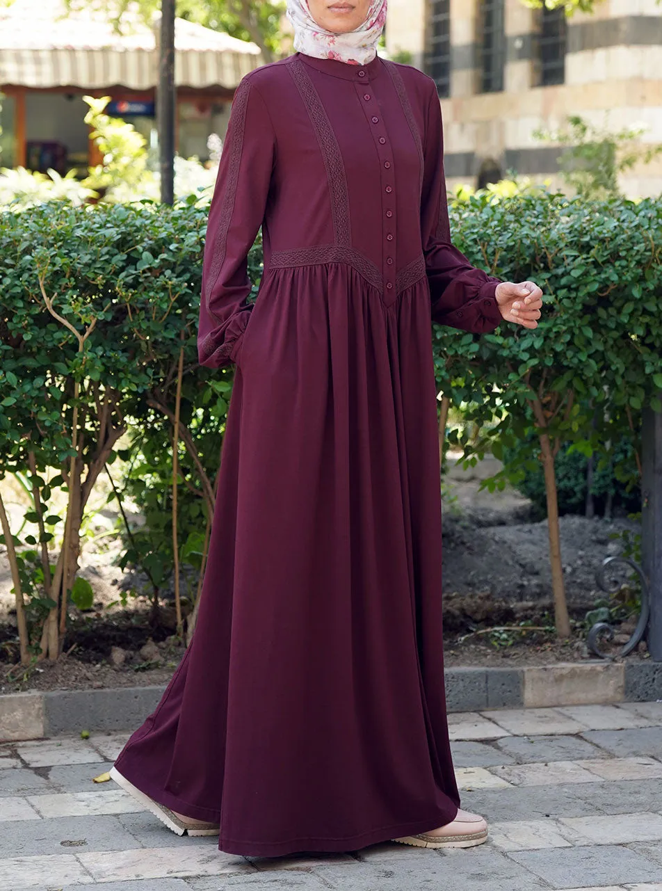 Angled Lace Jersey Abaya