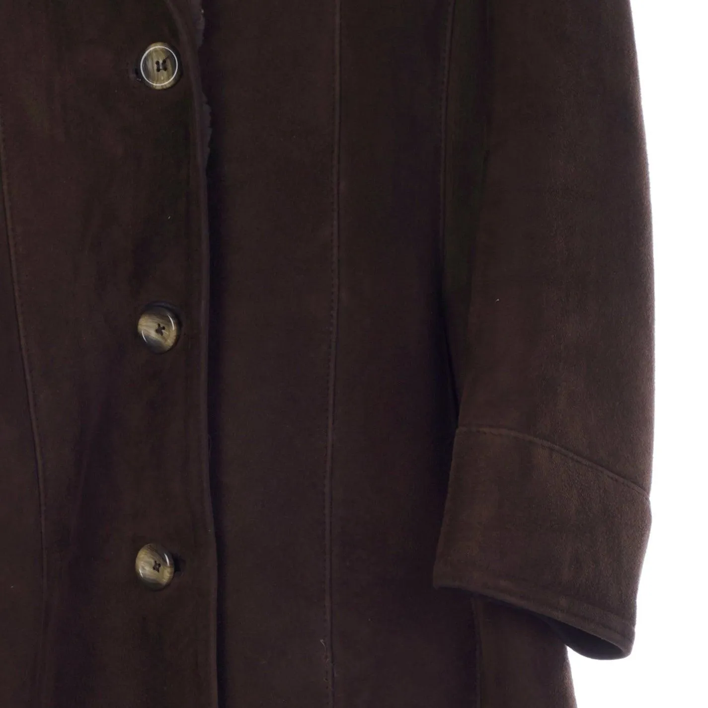 Bailys Glastonbury Genuine Sheepskin Brown Long Sleeved Coat UK Size 16