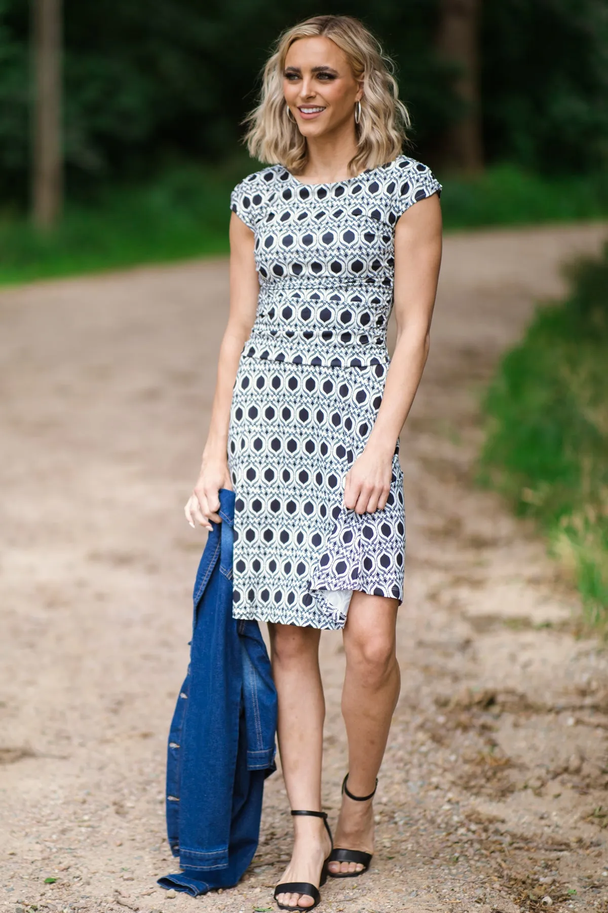 Black and White Geometric Print Dress