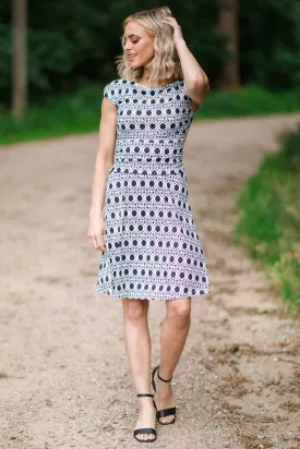 Black and White Geometric Print Dress