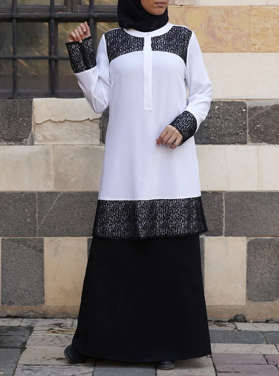 Black Lace Sections Tunic