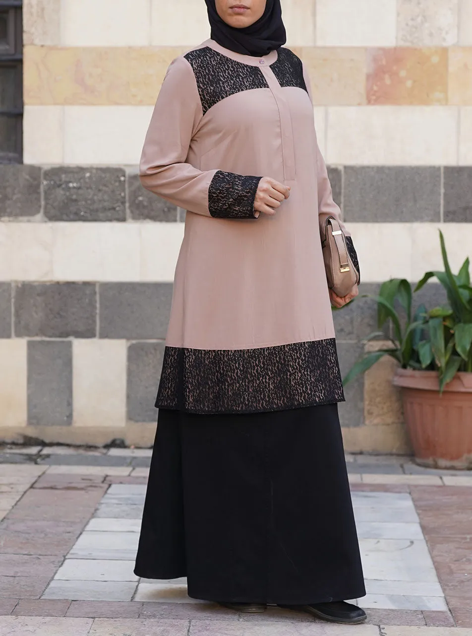 Black Lace Sections Tunic