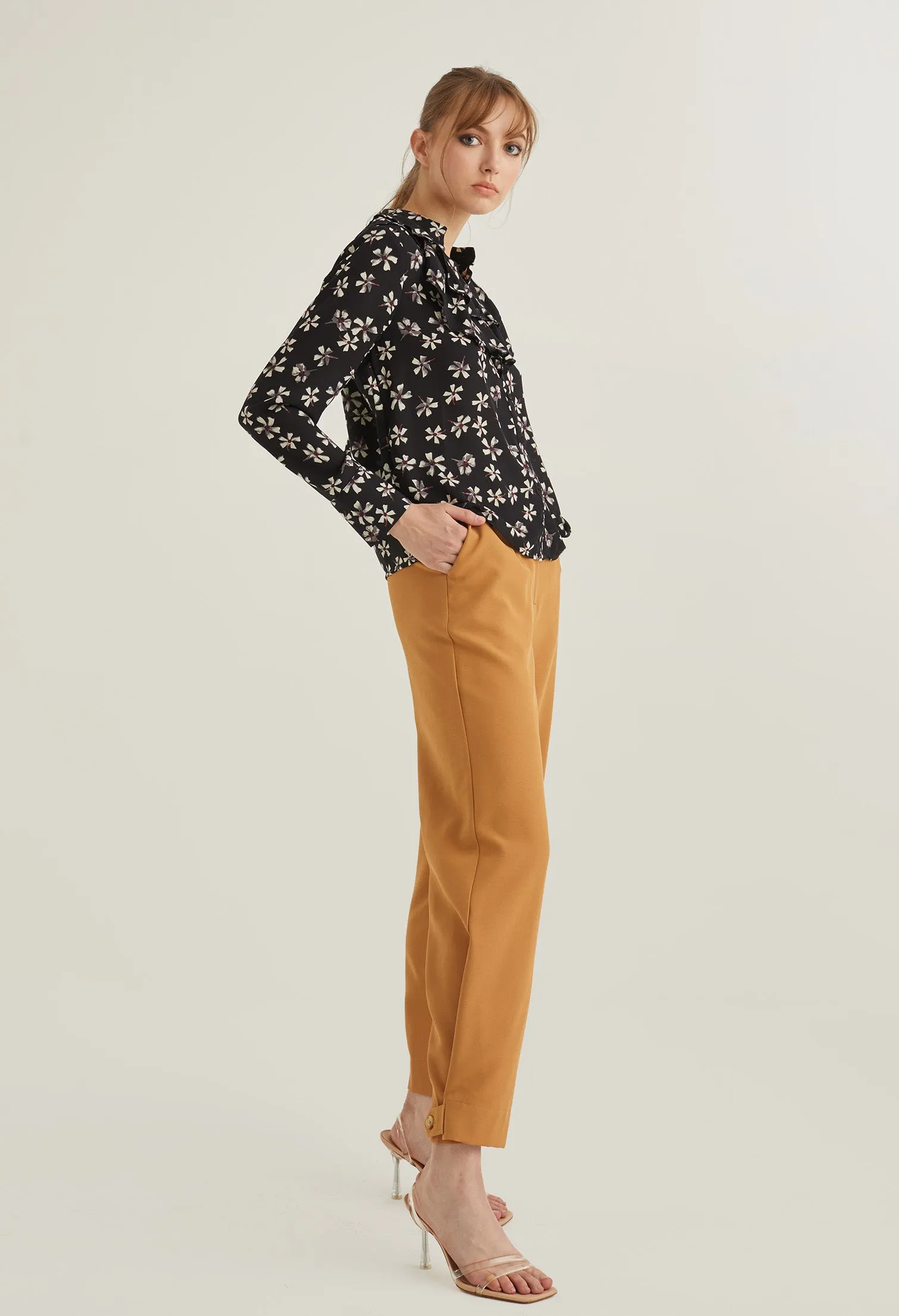 Blooming Petals Button Up Collared Blouse