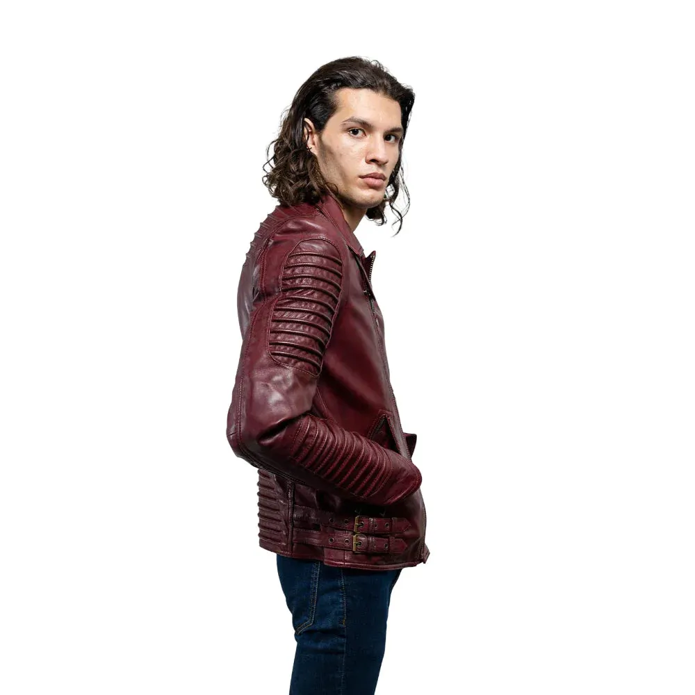 Brooklyn Mens Lambskin Leather Jacket Oxblood