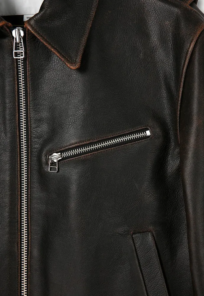 CALF LEATHER CROPPED JACKET