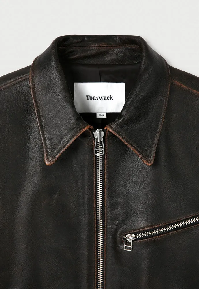 CALF LEATHER CROPPED JACKET