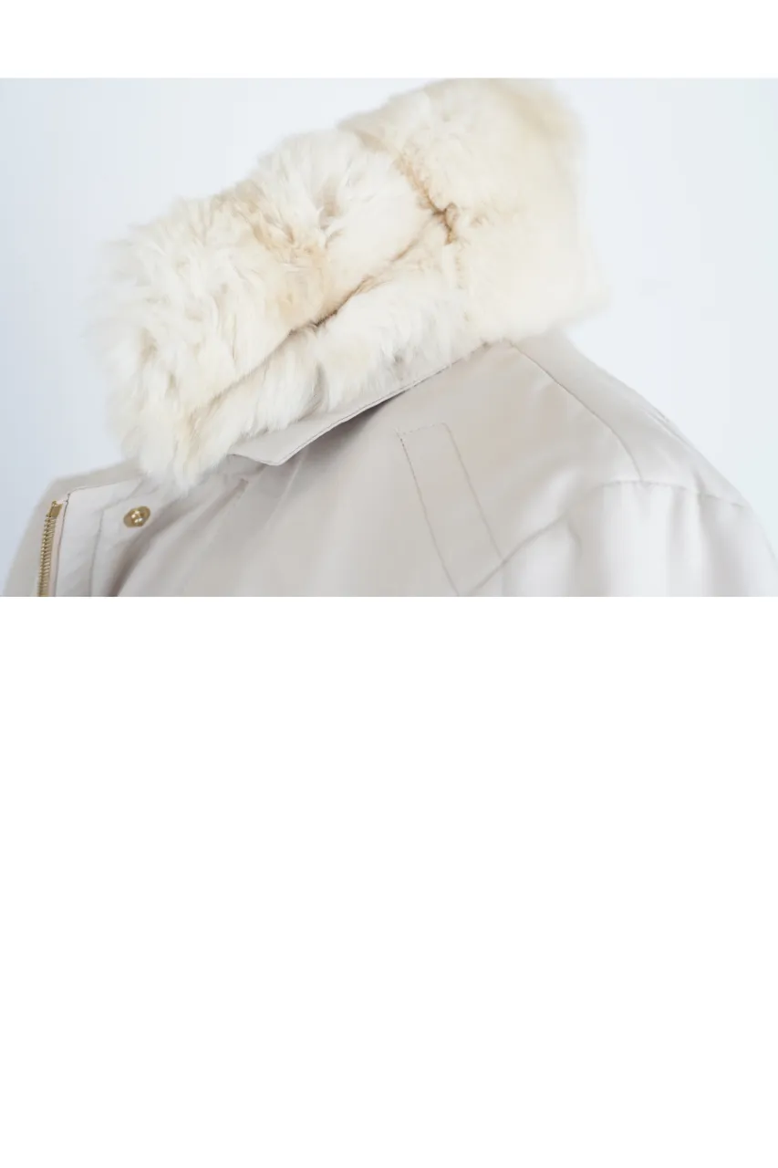 Cashmere Lined Lightweight Jacket w/ Removable Chinchilla Collar