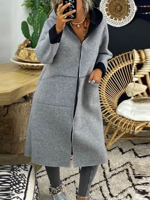 Casual Long Hooded Loose Coat