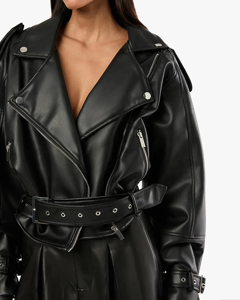 Cropped Moto Jacket Black