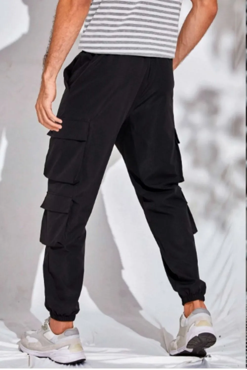 Drawstring Waist Flap Pocket Cargo Trousers