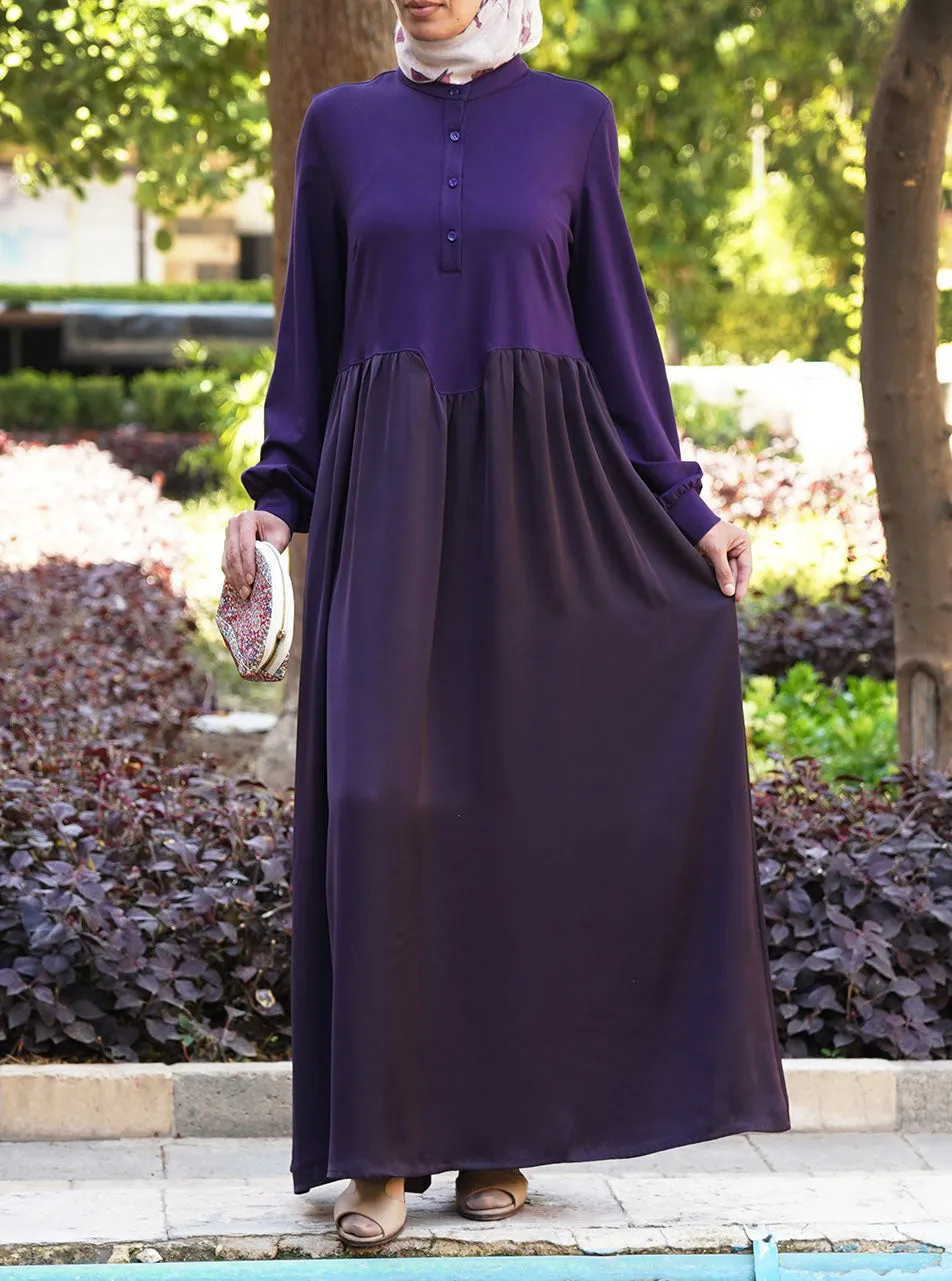 Dual Fabric Gathered Abaya