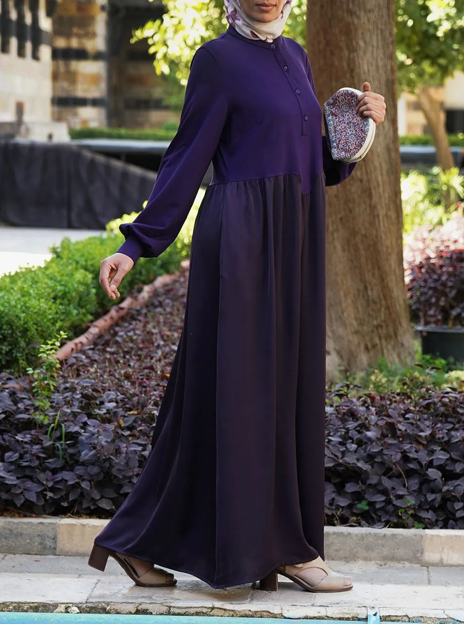 Dual Fabric Gathered Abaya