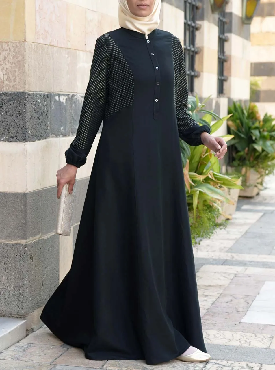 Gold Topstitched Abaya