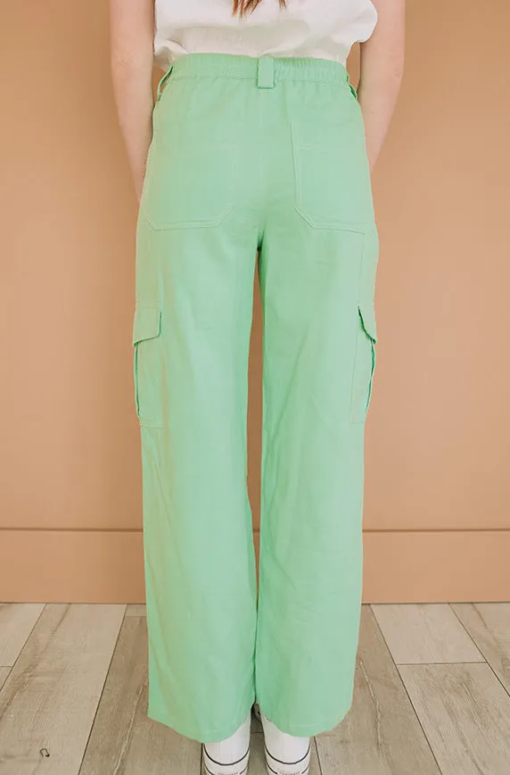 Let's Rewind Lime Green Cargo Pants - FINAL SALE