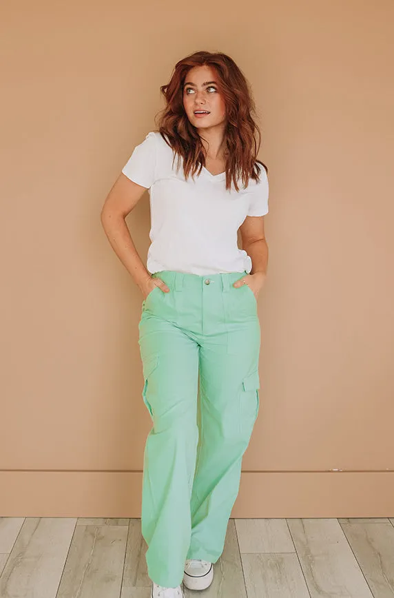 Let's Rewind Lime Green Cargo Pants - FINAL SALE