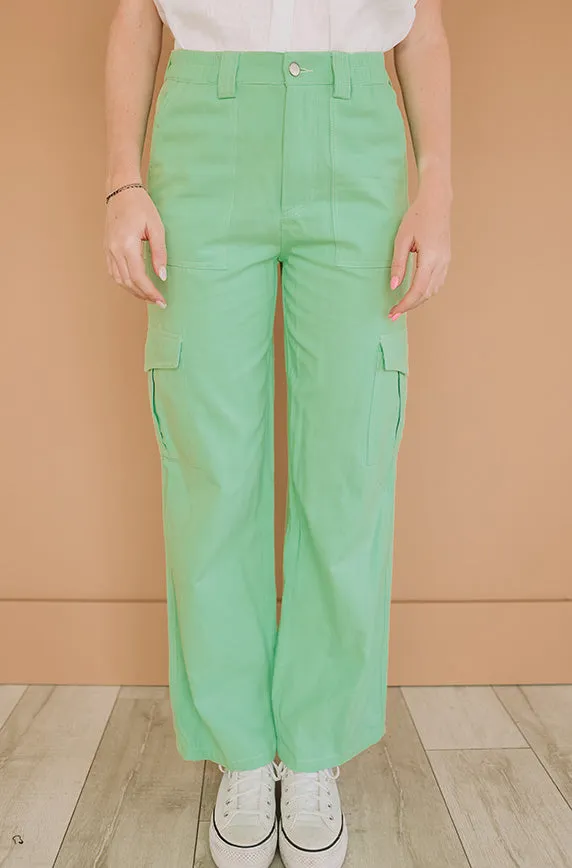 Let's Rewind Lime Green Cargo Pants - FINAL SALE