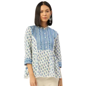 Megha Top | Blue Booti