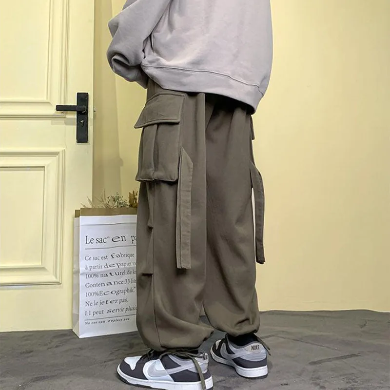 Men's Japanese Loose Straight Cargo Pants