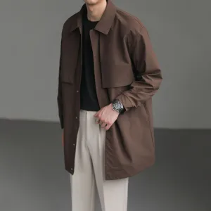 Men's Loose Lapel Mid-length Casual Jacket