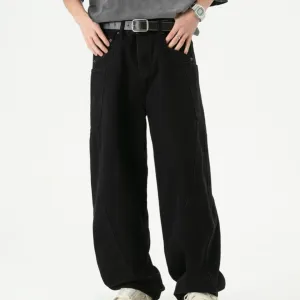 National Fashion Retro Loose Denim Cargo Pants Wide Leg Trousers