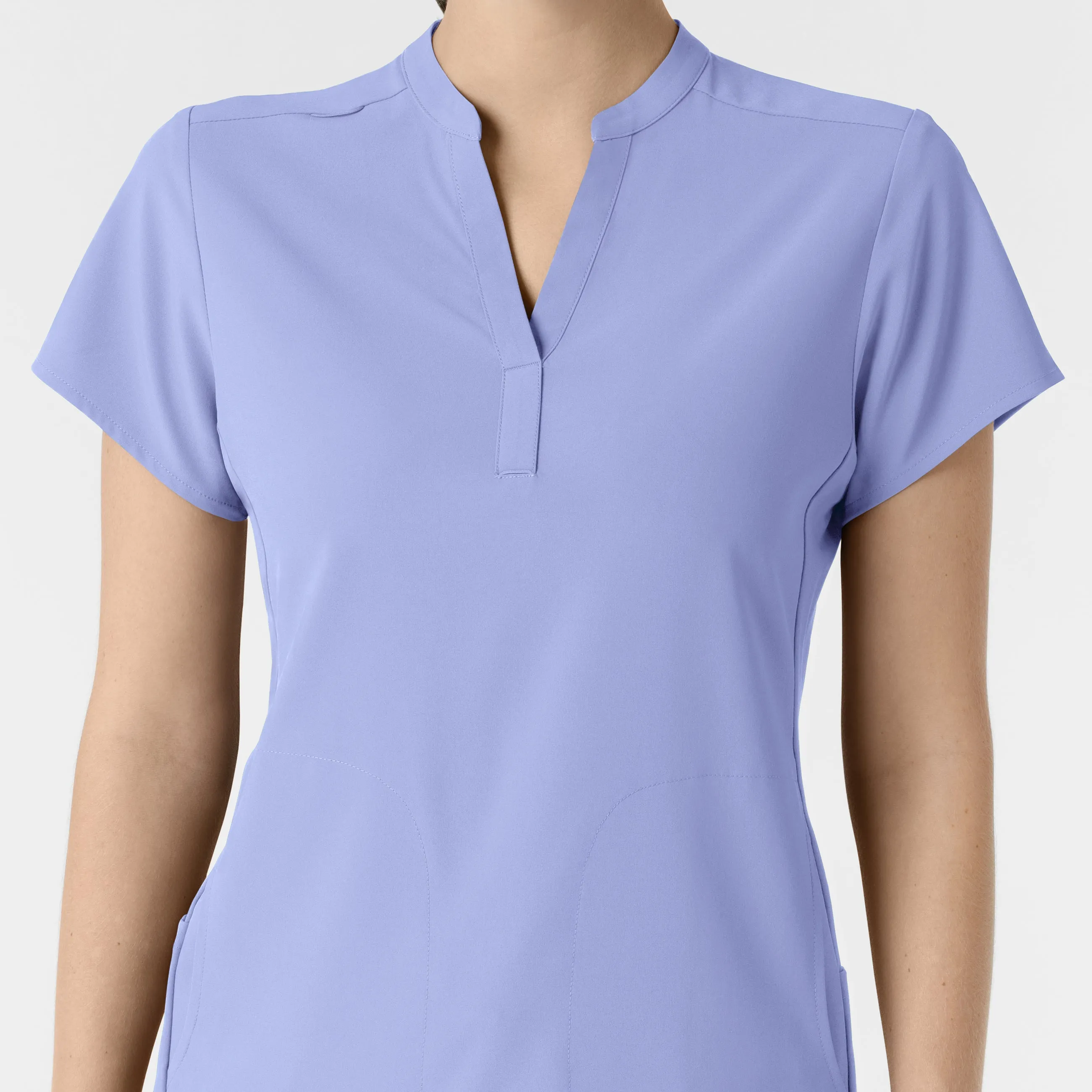 RENEW Women's Mandarin Collar Scrub Top - Ceil Blue