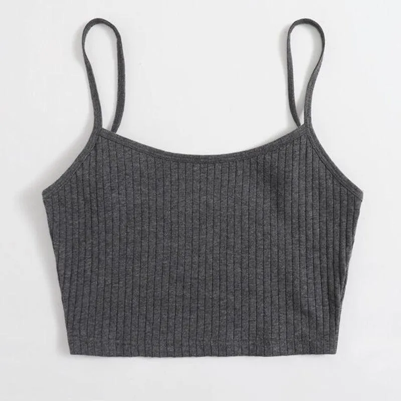 Rib-knit cropped cotton Cami