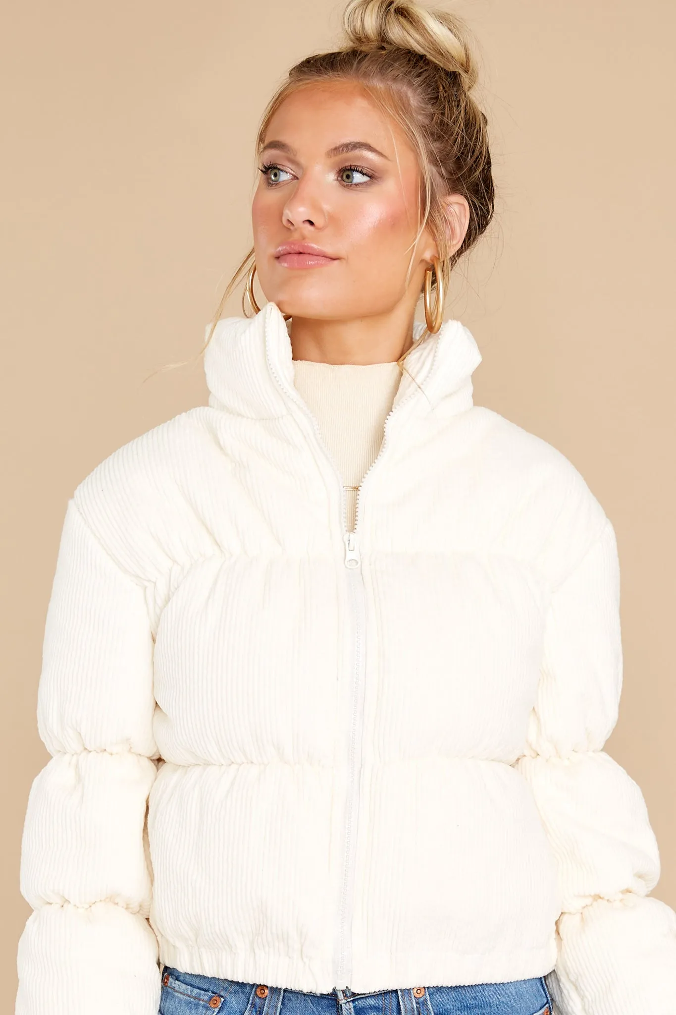 Soft And Sweet White Puffer Jacket