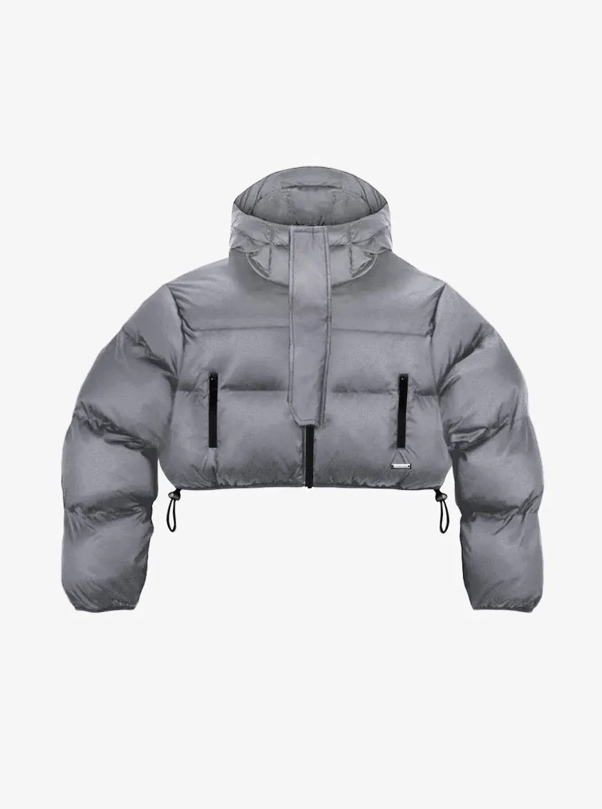 Cropped Grey Tech Puffer Jacket for Women by Sole et al.