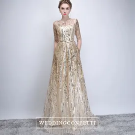 The Janicia Gold Long Sleeves Gown