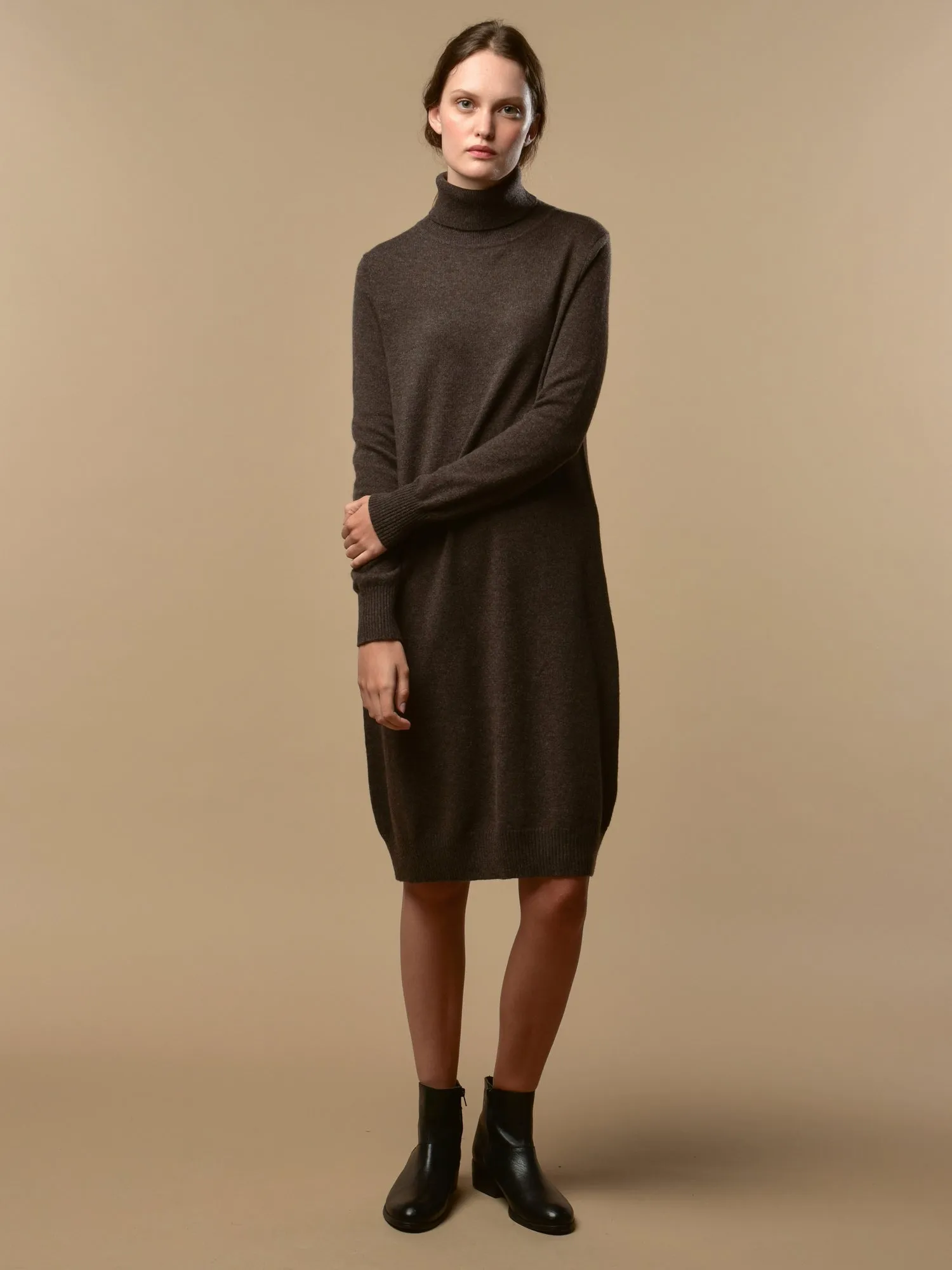 Turtleneck Dress_Cocoa Brown