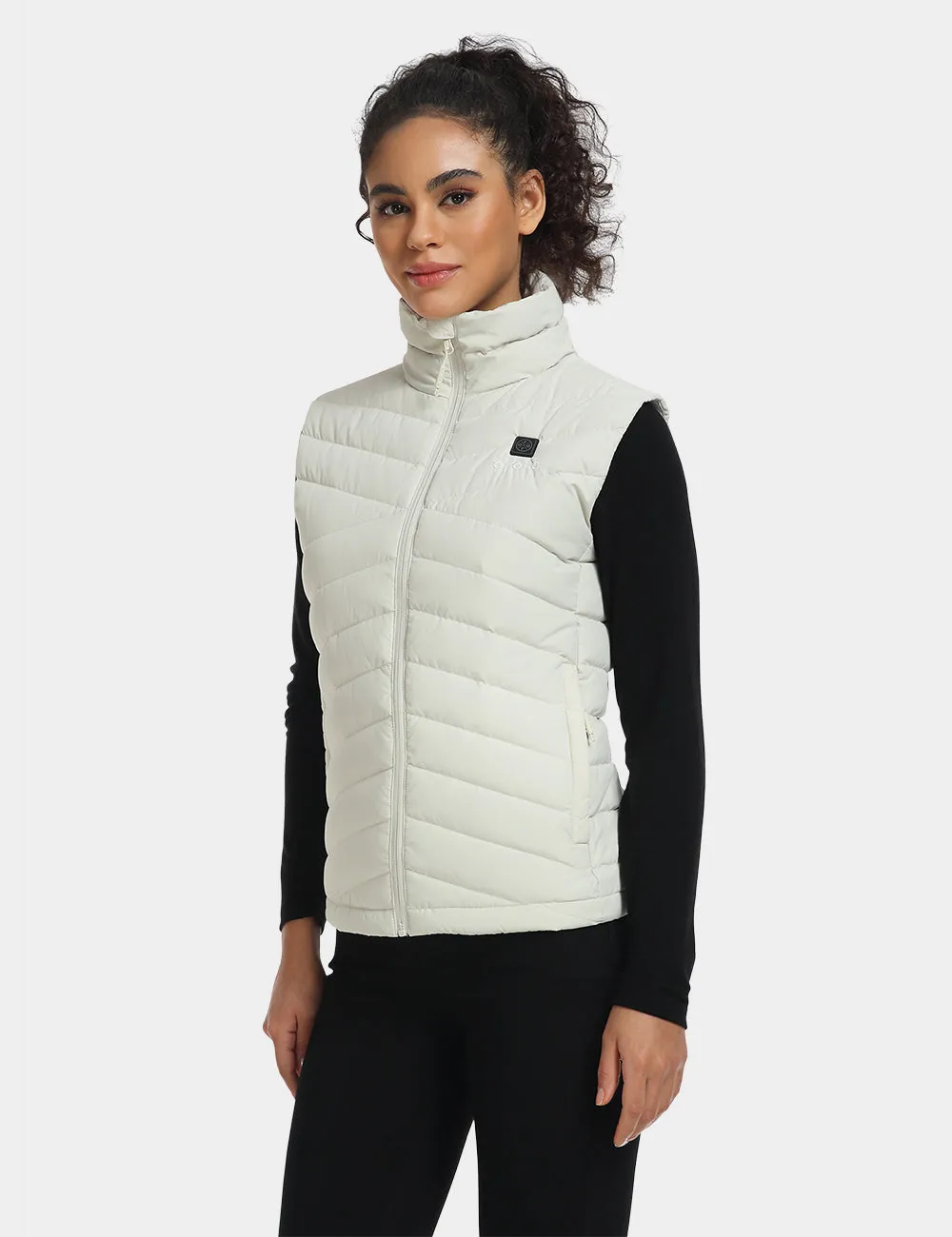 Women's Heated Lightweight Down Vest - Red/Ivory