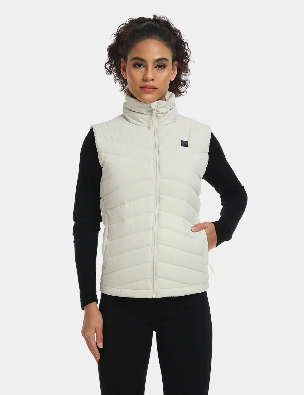 Women's Heated Lightweight Down Vest - Red/Ivory