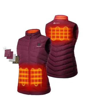 Women's Heated Lightweight Down Vest - Red/Ivory